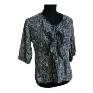 Ralph Lauren Denim& Supply Boho Lace Up Paisley Poet‎ Blouse Ruffle Boho Western